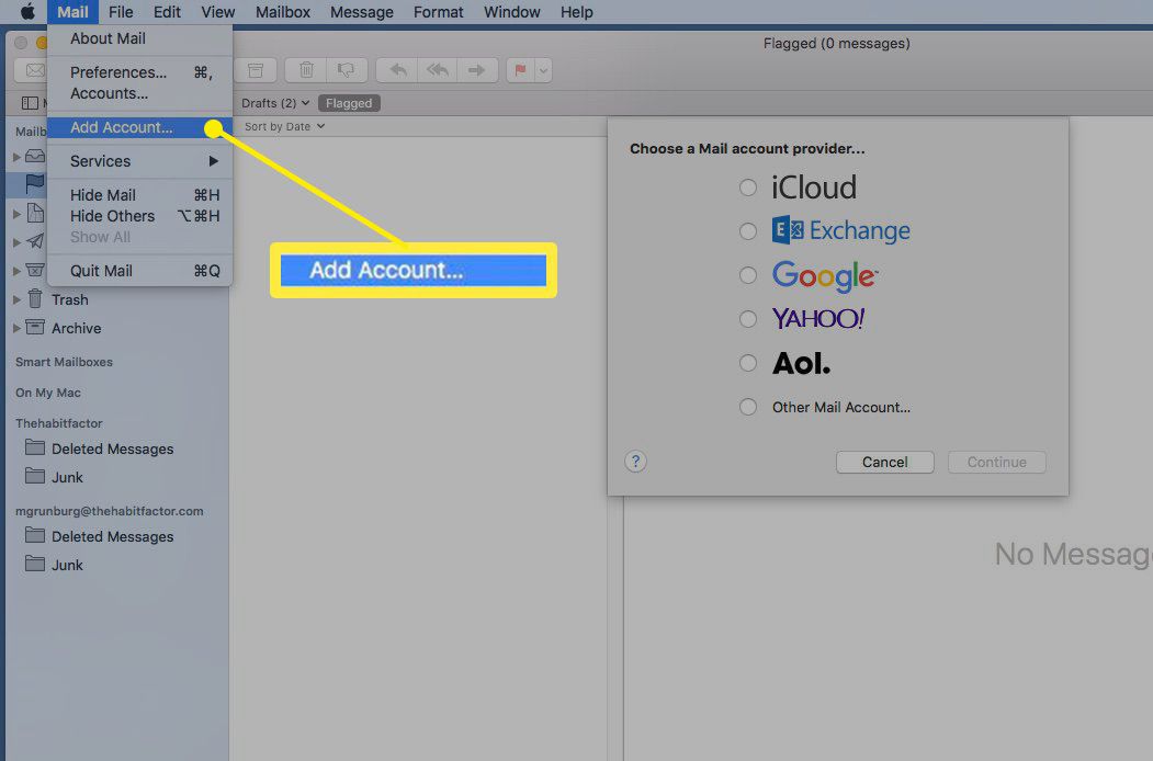 Add account in Mac Outlook