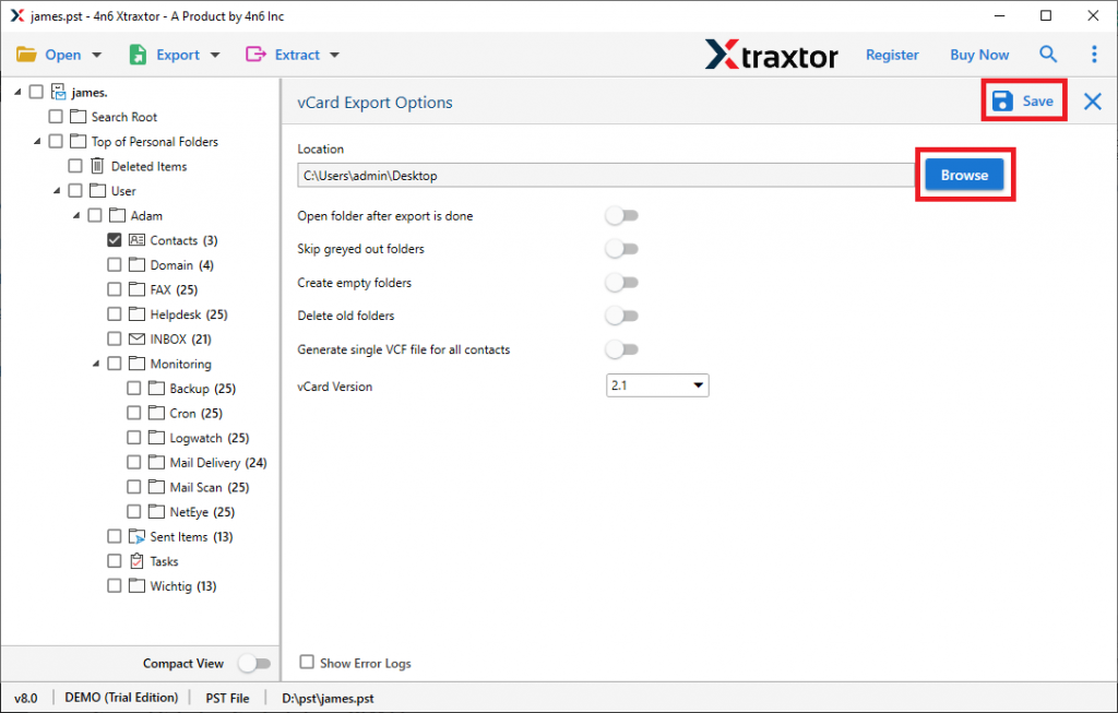 convert olm to vcard