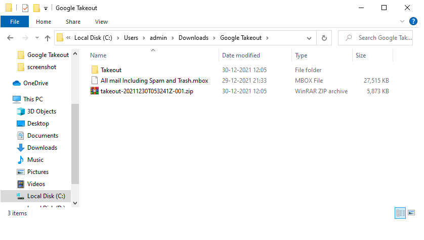 convert google takeout to eml