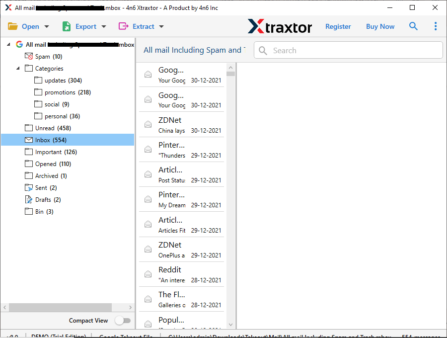 export Gmail mbox to eml