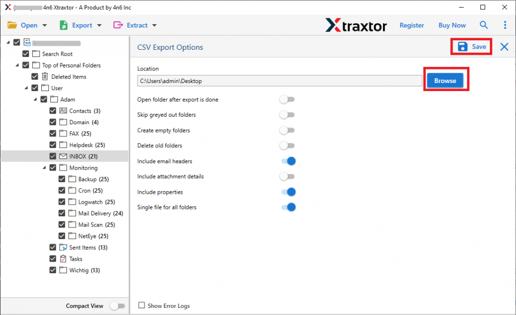 export eM client to csv format