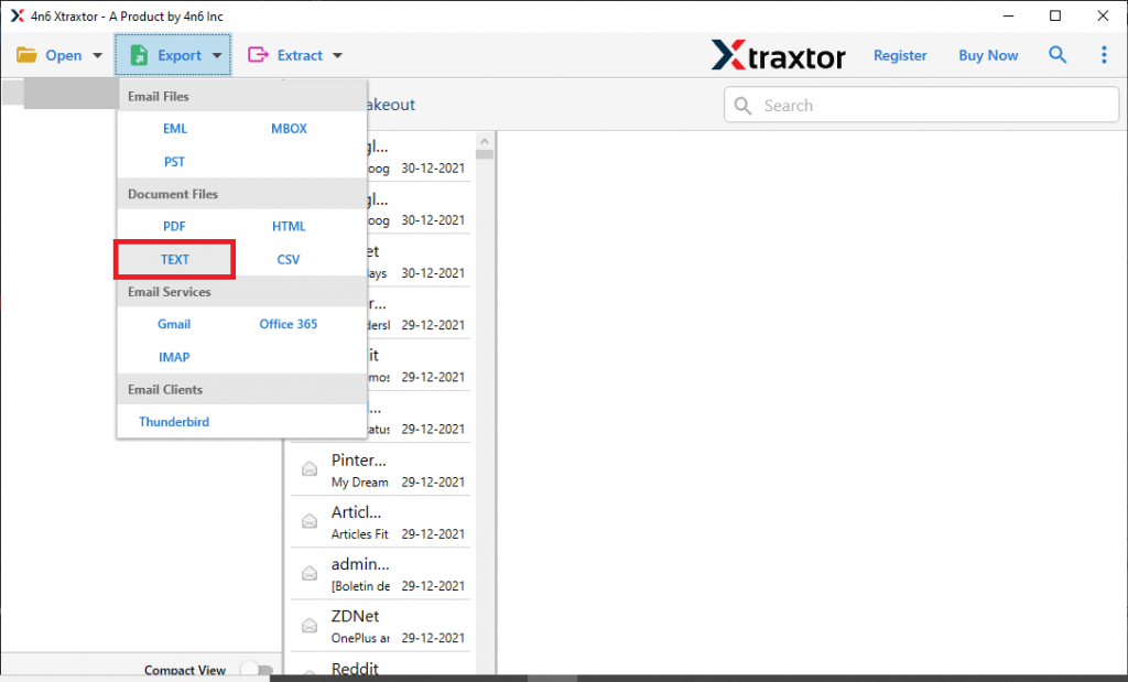 Export Eudora mails to text
