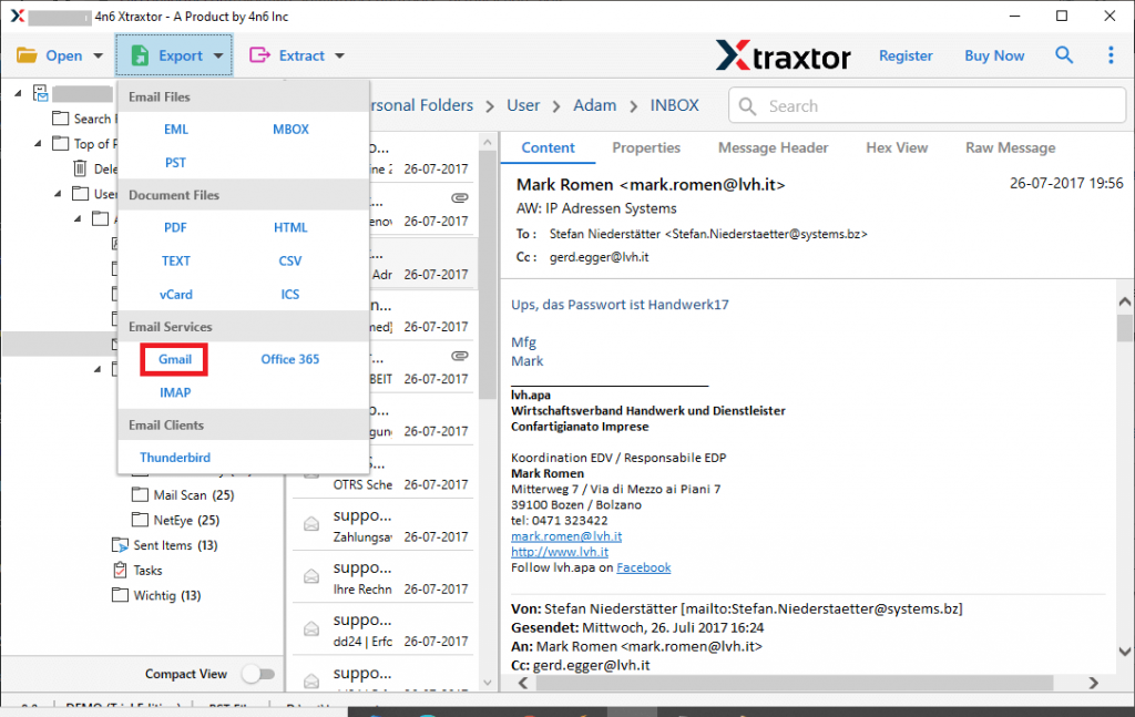export IceWarp to Gmail