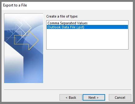 Export OST to PST manually