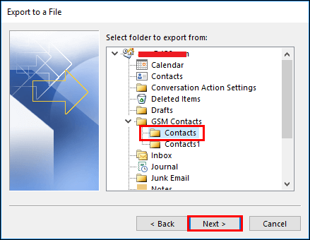 Extract OST file contacts