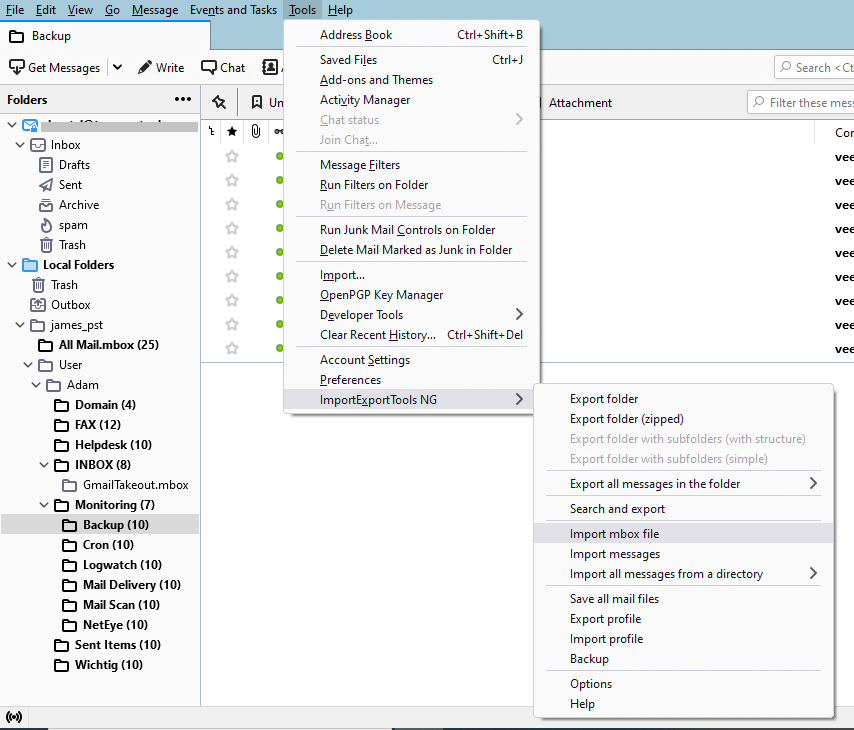 Import MBOX to Rackspace