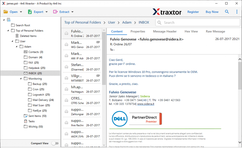 Extract OST file contacts