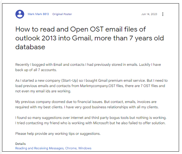 import ost to Gmail