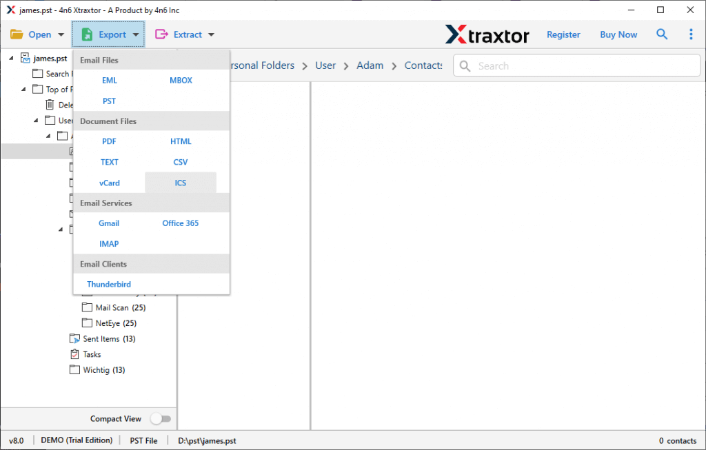extract calendar from PST 