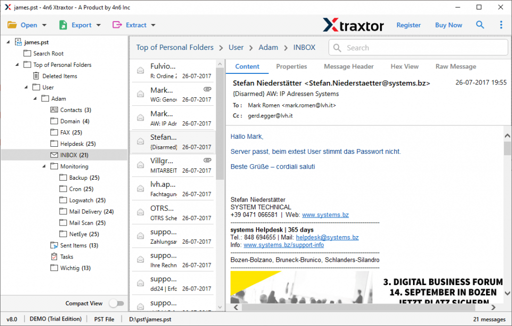 extract PST calendar