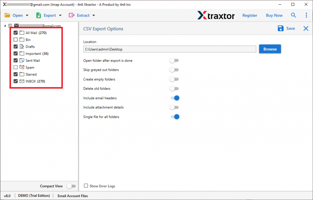 Export Gmail emails to CSV