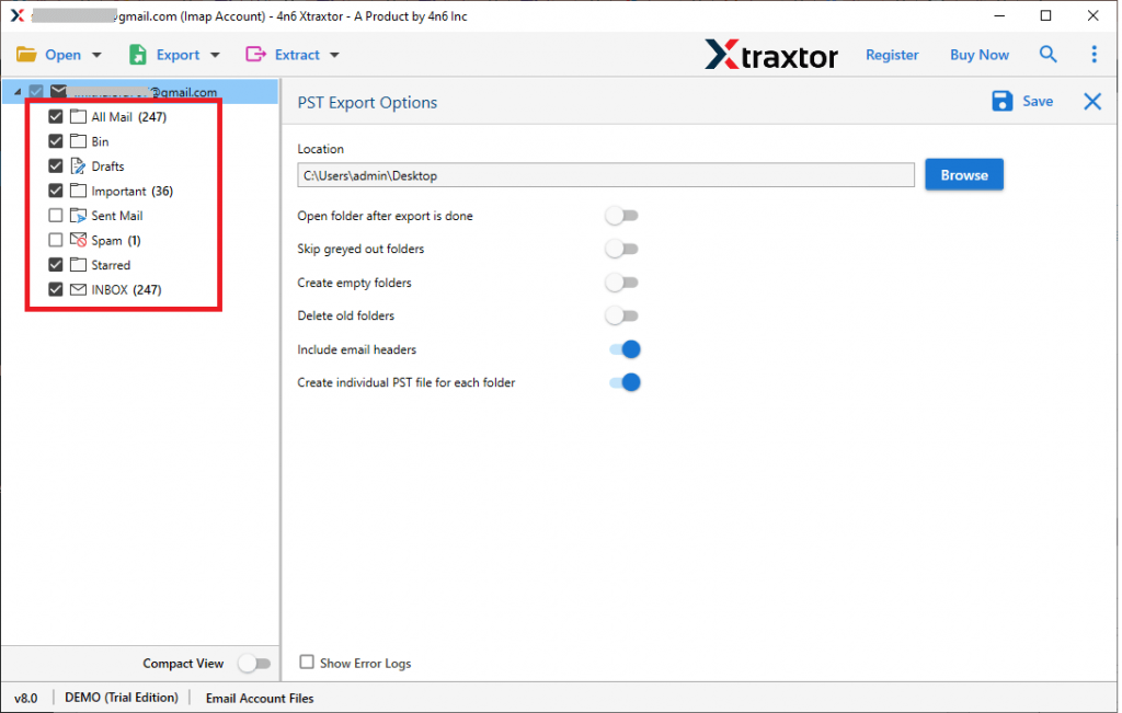 Convert Gmail Emails as PST File