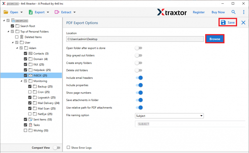 Outlook-E-Mails in PDF exportieren