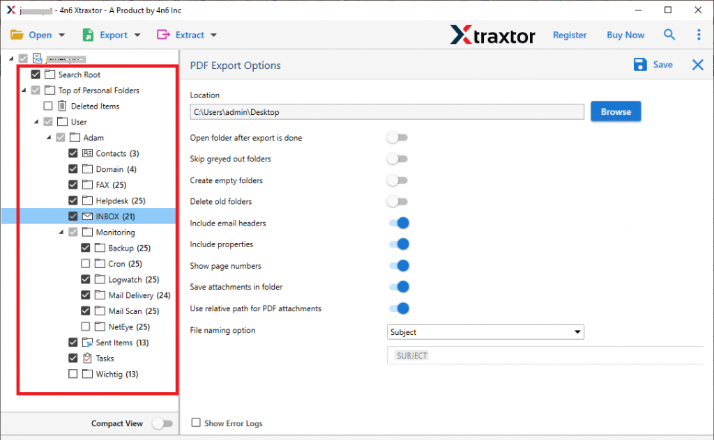 Export Outlook-E-Mails in PDF