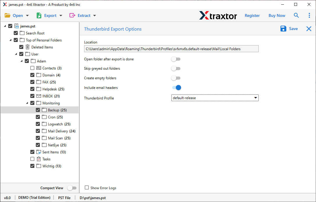 convertir Outlook vers Thunderbird