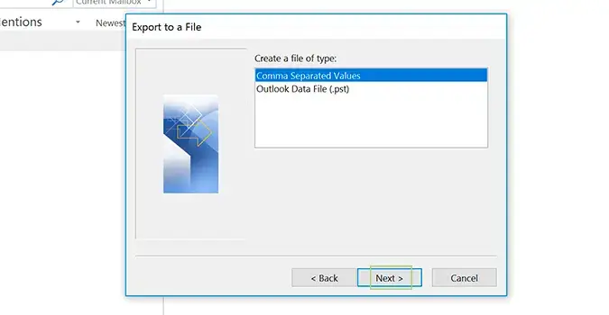 export Outlook contacts to excel file