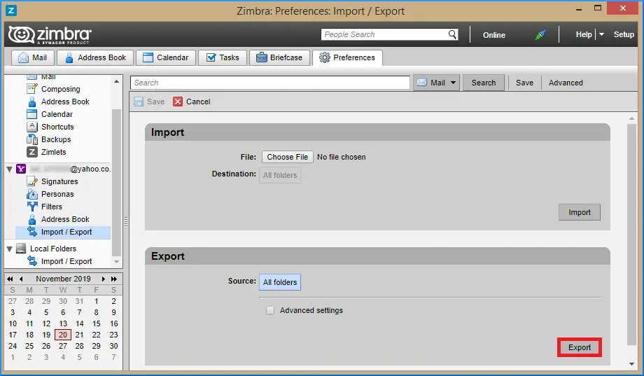 Backup Zimbra Email